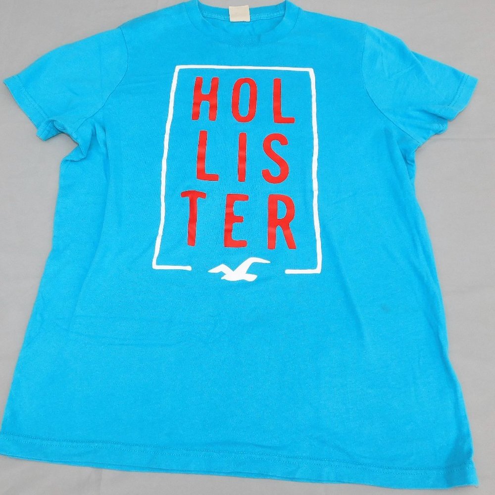 Hollister blue tee shirt, Large Print, Cotton, Large, Aqua/pink print